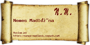 Nemes Madléna névjegykártya
